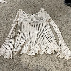 Free People Knit Long Sleeve Top with Bell Sleeves Sz M
